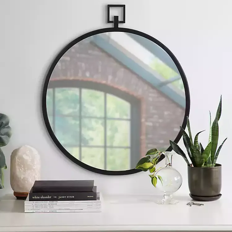Kirklands Home Round Black Tabb Metal Wall Mirror Online