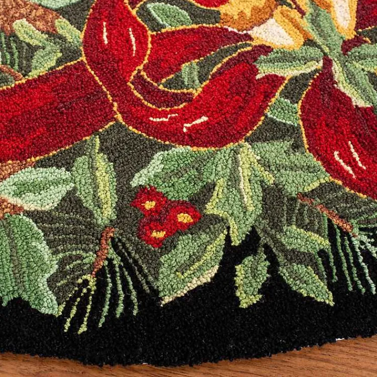 Christmas Decorations>Kirklands Home Round Black Vintage Poster Hooked Accent Rug