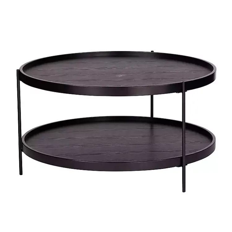 Kirklands Home Round Wood Farmhouse Coffee Table Black Hot