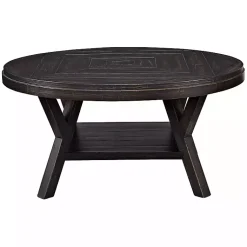 Kirklands Home Round Wood Flared Base Coffee Table Black Discount