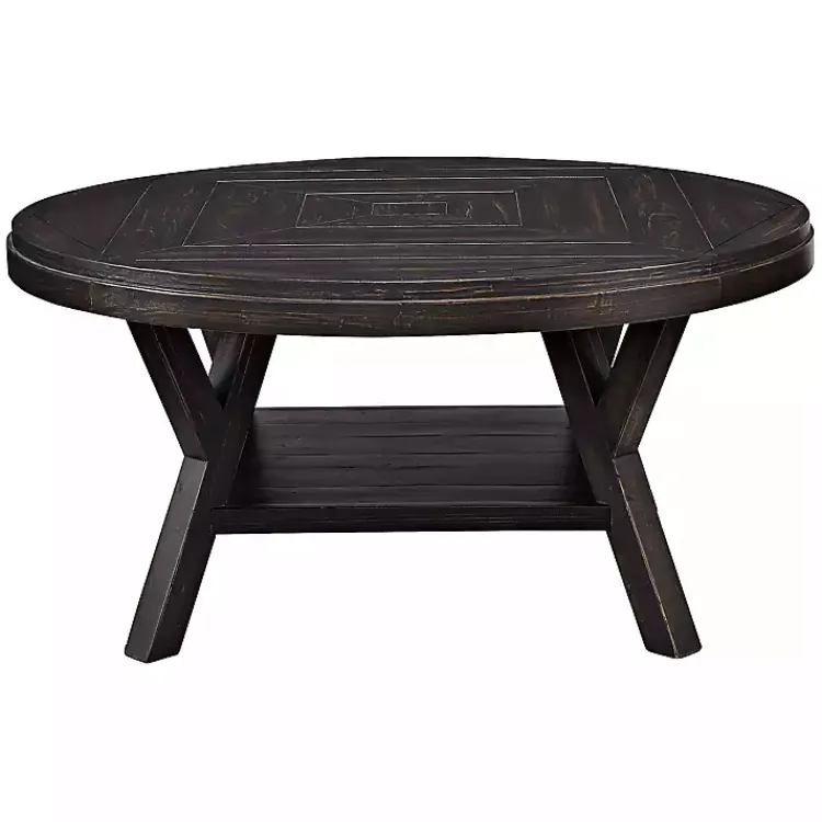Kirklands Home Round Wood Flared Base Coffee Table Black Discount
