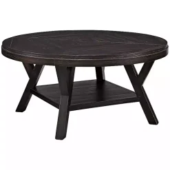 Kirklands Home Round Wood Flared Base Coffee Table Black Discount