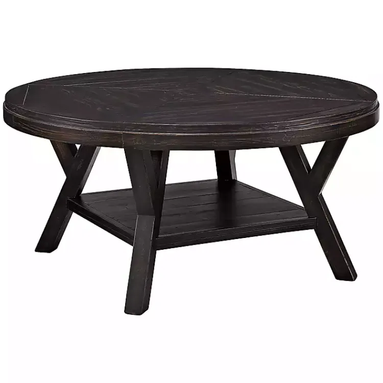 Kirklands Home Round Wood Flared Base Coffee Table Black Discount