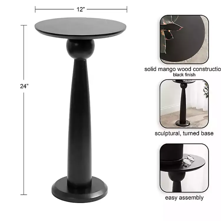 Kirklands Home Round Wood Jess Accent Table Black Best