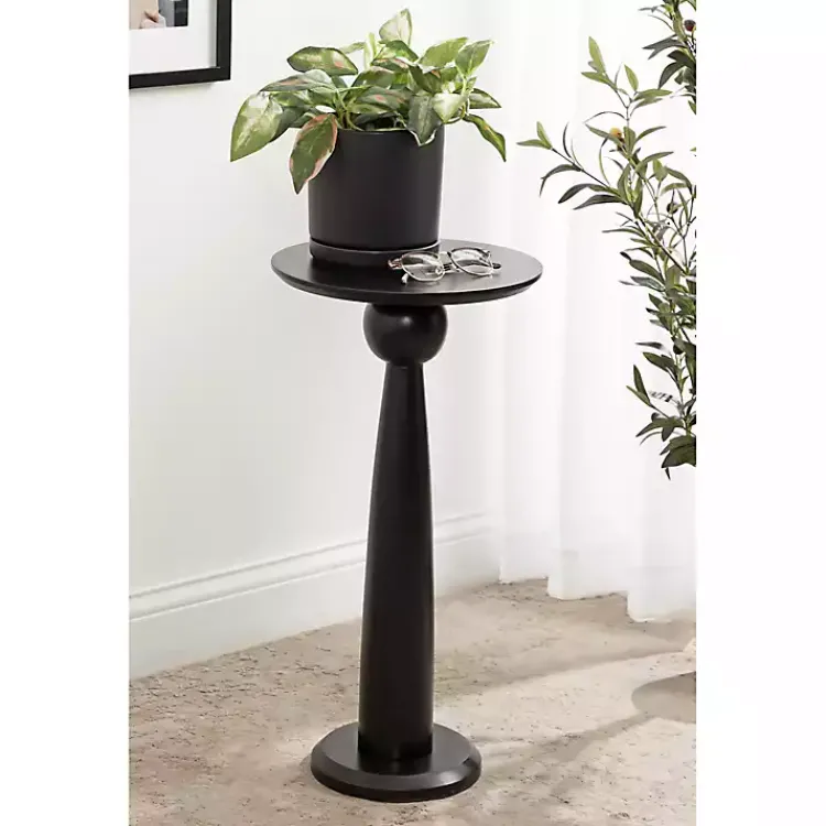 Kirklands Home Round Wood Jess Accent Table Black Best