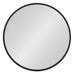 Kirklands Home Round Black Wood Travis Accent Mirror Clearance