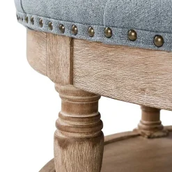 Kirklands Home Round Cepheus Tufted Ottoman Blue Outlet