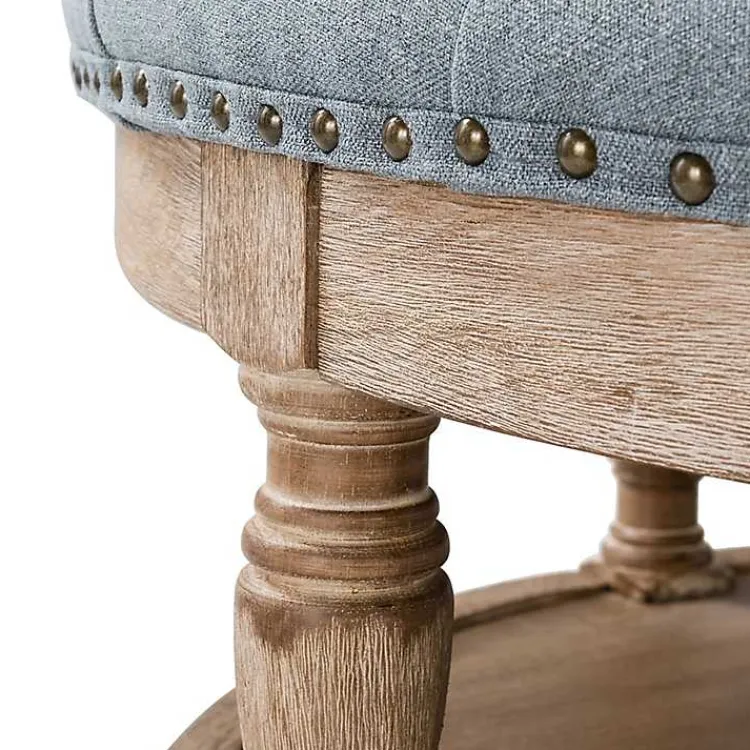 Kirklands Home Round Cepheus Tufted Ottoman Blue Outlet