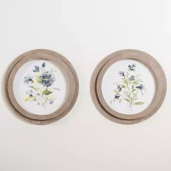 Kirklands Home Round Blue Florals II Framed Art Print