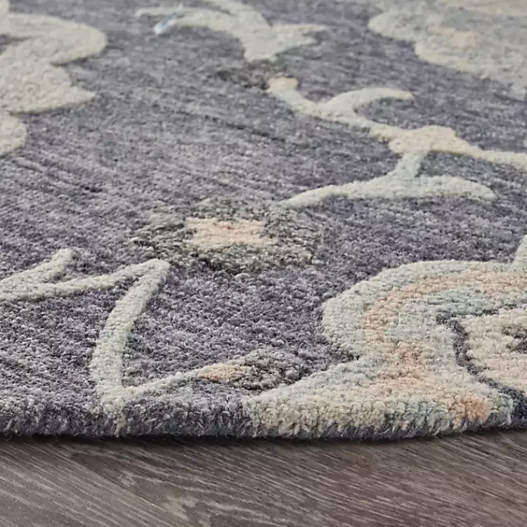 Kirklands Home Round Geometric Floral Area Rug, 4x4 Blue New