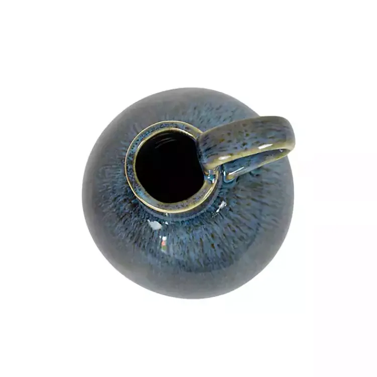 Vases>Kirklands Home Round Oversized Handle Jug Vase Blue