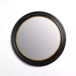 Kirklands Home Round Bodiford Black and Gold Wall Mirror Outlet