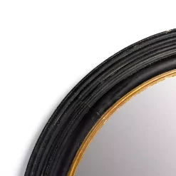 Kirklands Home Round Bodiford Black and Gold Wall Mirror Outlet
