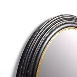 Kirklands Home Round Bodiford Black and Gold Wall Mirror Outlet