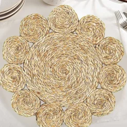 Kirklands Home Round Braided Natural Jute Placemats, Set of 2 Tan