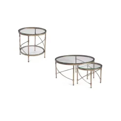 Kirklands Home Round Bronze Metal and Glass Accent Table Gold Online