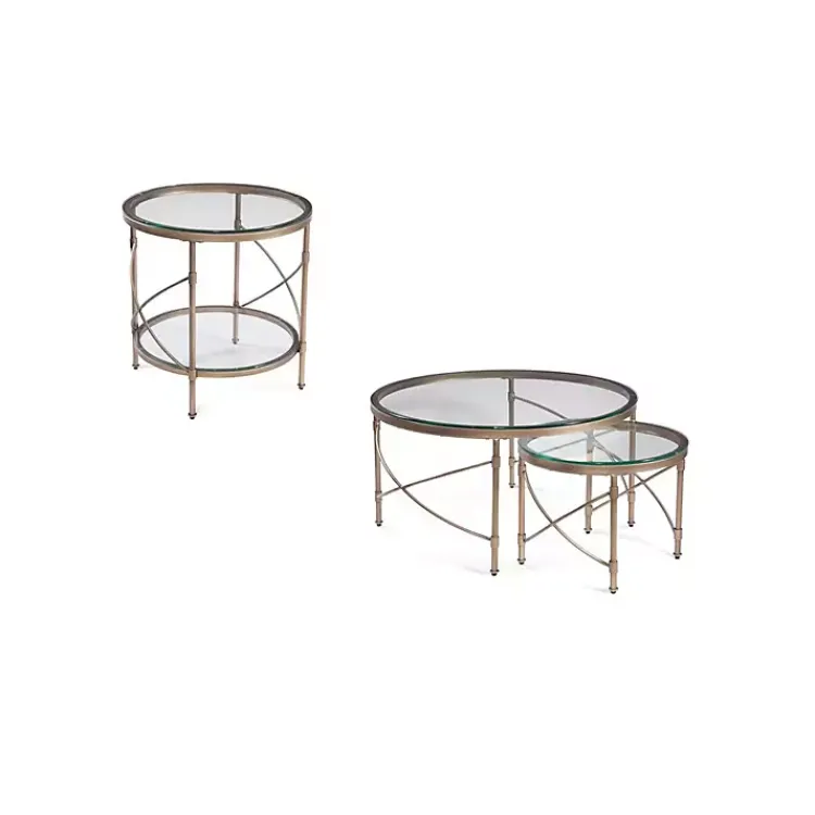 Kirklands Home Round Bronze Metal and Glass Accent Table Gold Online