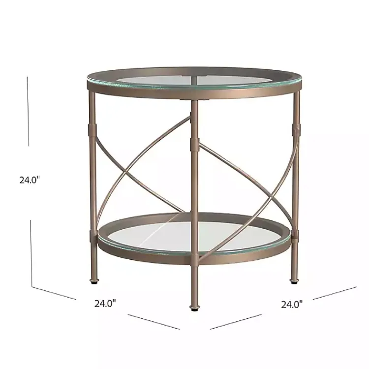 Kirklands Home Round Bronze Metal and Glass Accent Table Gold Online