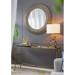Kirklands Home Round Bronze Woven Texture Wall Mirror Best