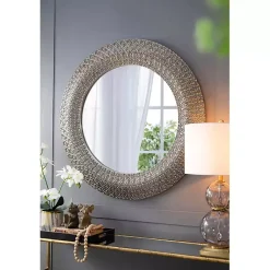Kirklands Home Round Bronze Woven Texture Wall Mirror Best