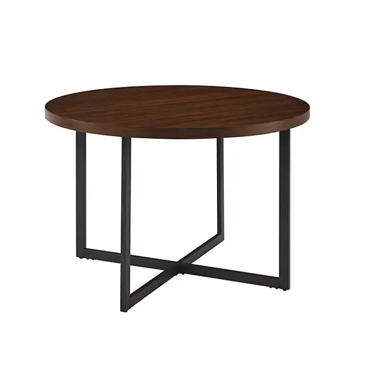 Kirklands Home Round and Black X Base Dining Table Brown Clearance
