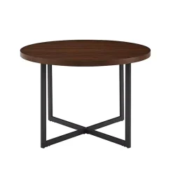 Kirklands Home Round and Black X Base Dining Table Brown Clearance