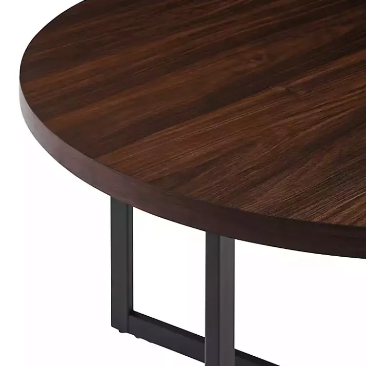 Kirklands Home Round and Black X Base Dining Table Brown Clearance
