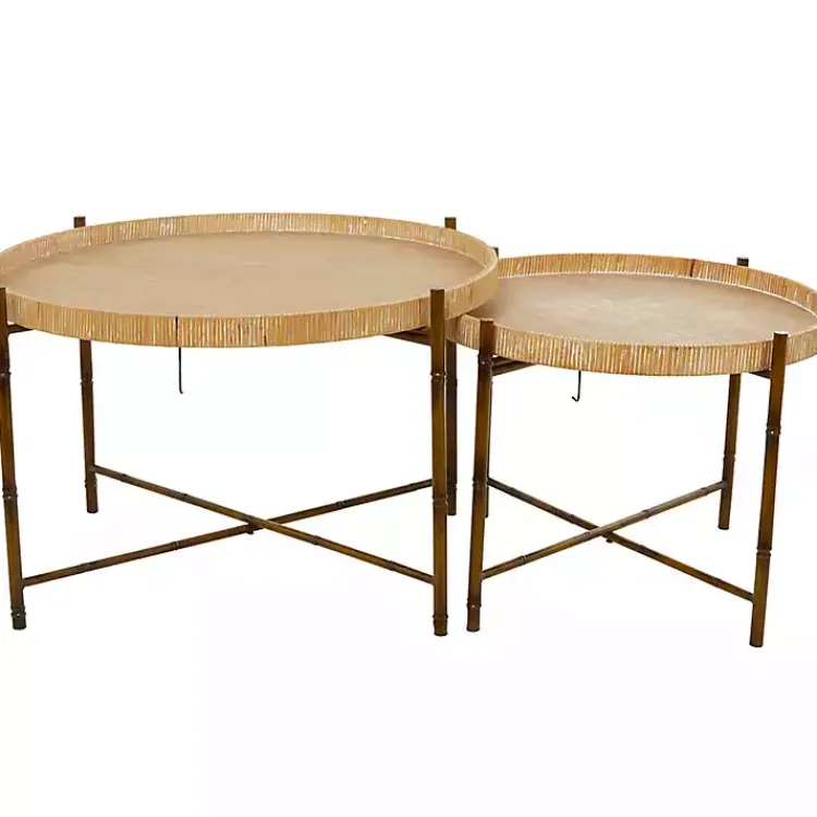 Kirklands Home Round Rattan 2-pc. Nesting Coffee Table Set Brown Online