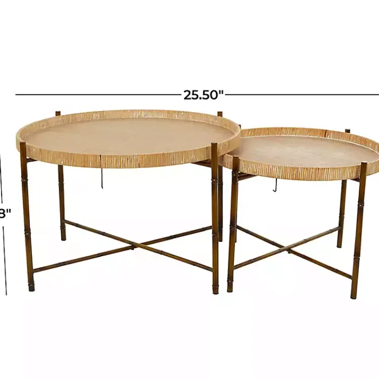 Kirklands Home Round Rattan 2-pc. Nesting Coffee Table Set Brown Online