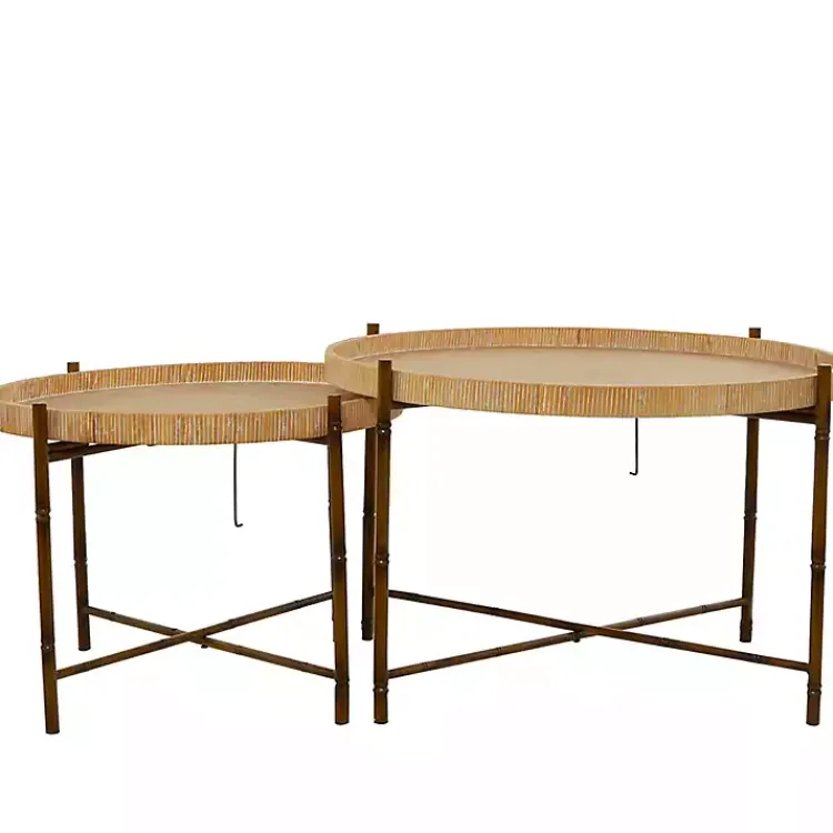 Kirklands Home Round Rattan 2-pc. Nesting Coffee Table Set Brown Online