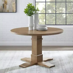 Kirklands Home Round Brown Wood Pedestal Base Dining Table Clearance