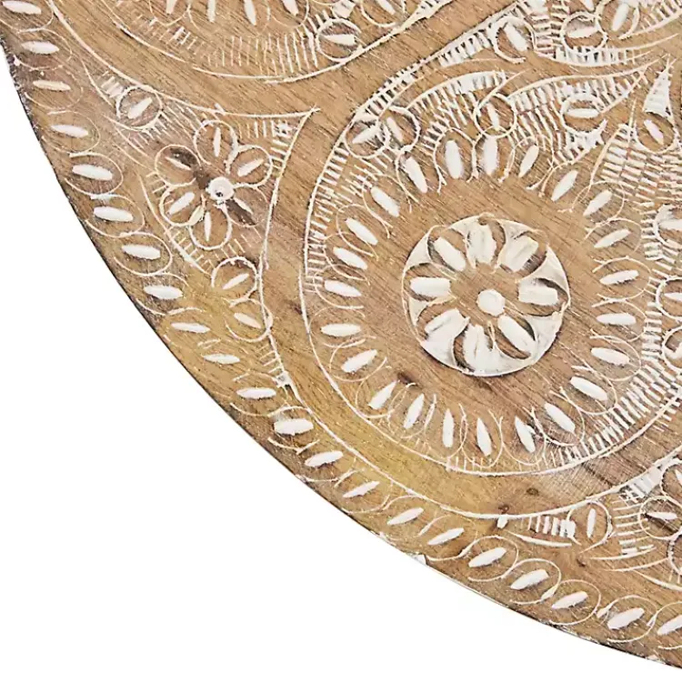 Kirklands Home Round Brushed White Engraved Accent Table Hot