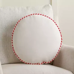 Pillows>Kirklands Home Round Candy Cane Embroidered Pillow