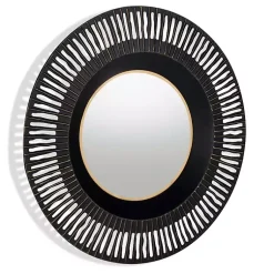 Kirklands Home Round Cantara Black Metal Wall Mirror Sale