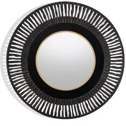 Kirklands Home Round Cantara Black Metal Wall Mirror Sale