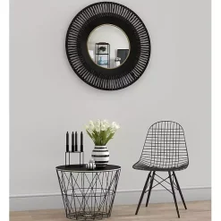 Kirklands Home Round Cantara Black Metal Wall Mirror Sale