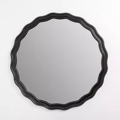 Kirklands Home Round Catorina Black Wavy Wall Mirror