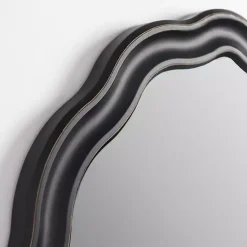 Kirklands Home Round Catorina Black Wavy Wall Mirror