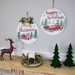 Christmas Art & Wall Decor>Kirklands Home Round Christmas & Holidays Wall Plaques, Set of 2