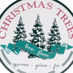 Christmas Art & Wall Decor>Kirklands Home Round Christmas Tree Farm Metal Wall Plaque