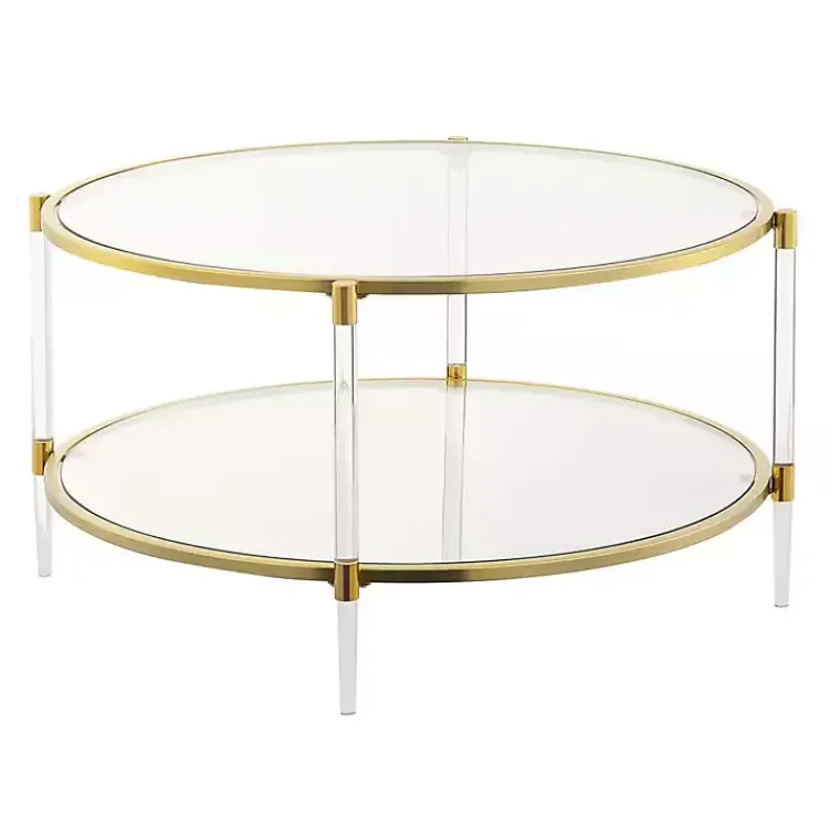 Kirklands Home Round Acrylic and Glass Coffee Table Clear Outlet