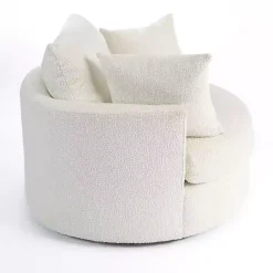 Kirklands Home Round Cream Boucle Swivel Accent Chair Ivory