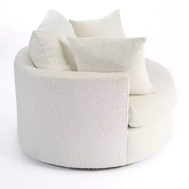Kirklands Home Round Cream Boucle Swivel Accent Chair Ivory