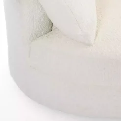 Kirklands Home Round Cream Boucle Swivel Accent Chair Ivory
