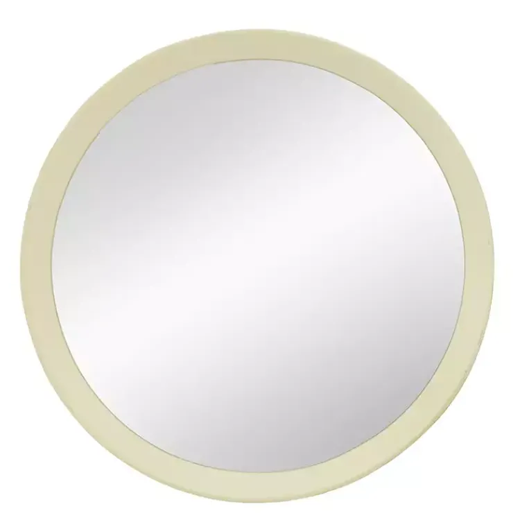 Kirklands Home Round Cream Mango Wood Wall Mirror Best