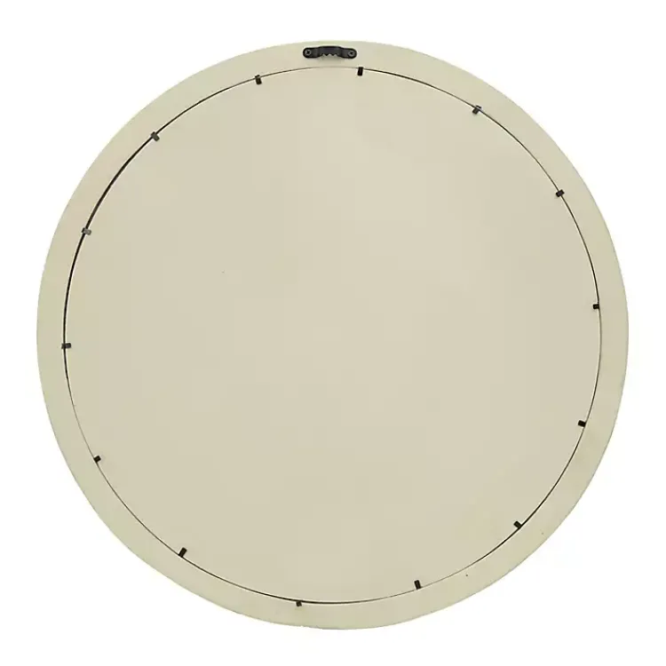 Kirklands Home Round Cream Mango Wood Wall Mirror Best
