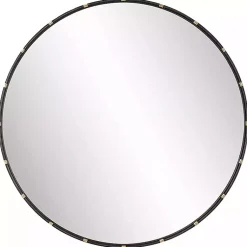 Kirklands Home Round Dark Bronze and Gold Wall Mirror Clearance