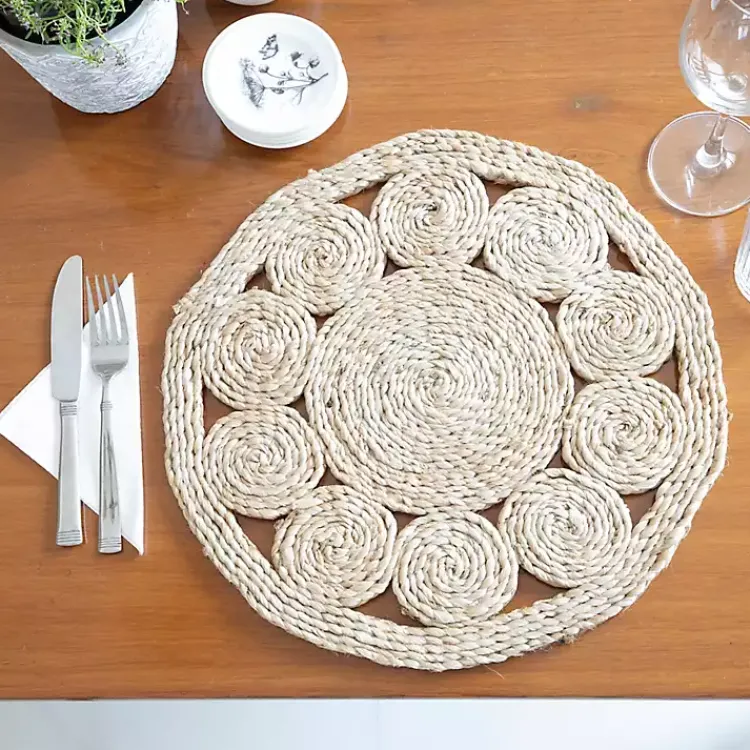 Kirklands Home Round Decorative Braided Jute Placemats, Set of 2 Tan Discount