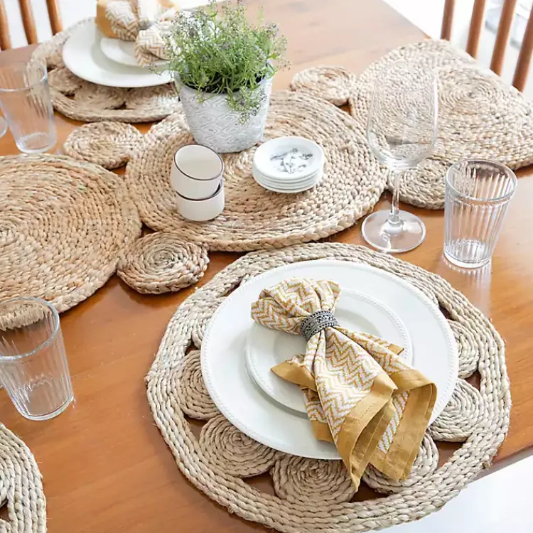 Kirklands Home Round Decorative Braided Jute Placemats, Set of 2 Tan Discount