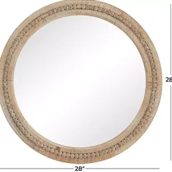 Kirklands Home Round Distressed Beaded Wall Mirror, 28 in. Online
